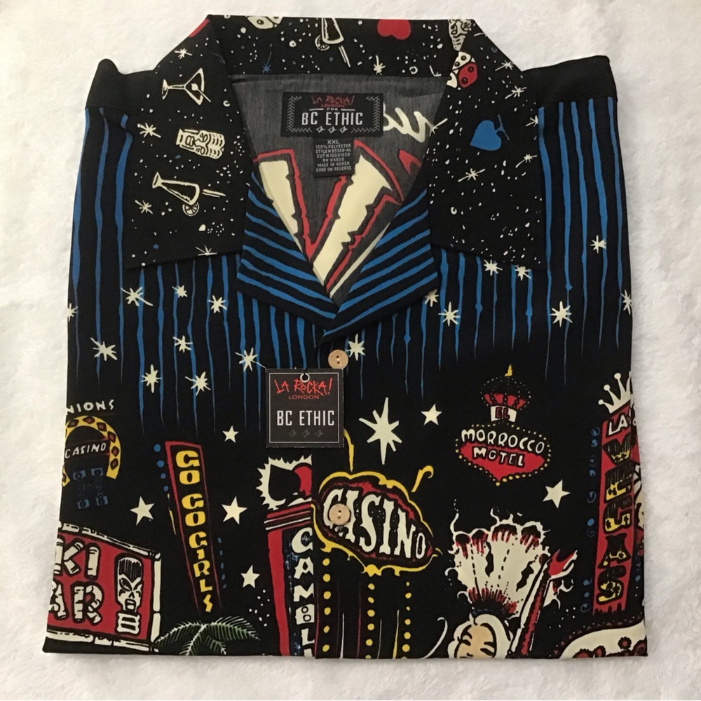 NWT La Rocka BC Ethic Casino Gambling Exotic Showgirls Tiki Gambling Shirt XXL
